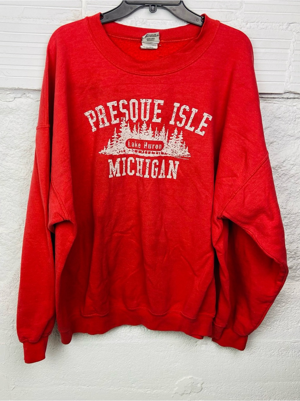 Artisan Red Presque Isle Lake Huron Michigan Graphic unisex Crewneck Sweatshirt - Picture 3 of 11